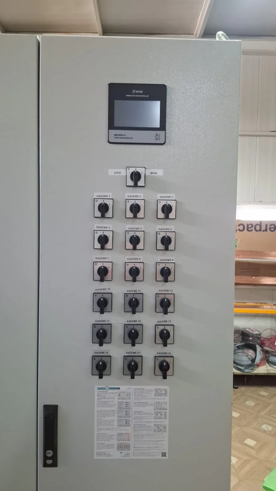 Kompanzasyon panosu kumanda yüzeyi